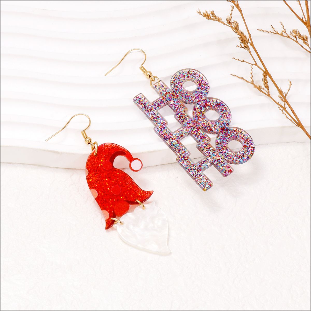 Festive Ho Ho Ho & Santa Hat Earrings