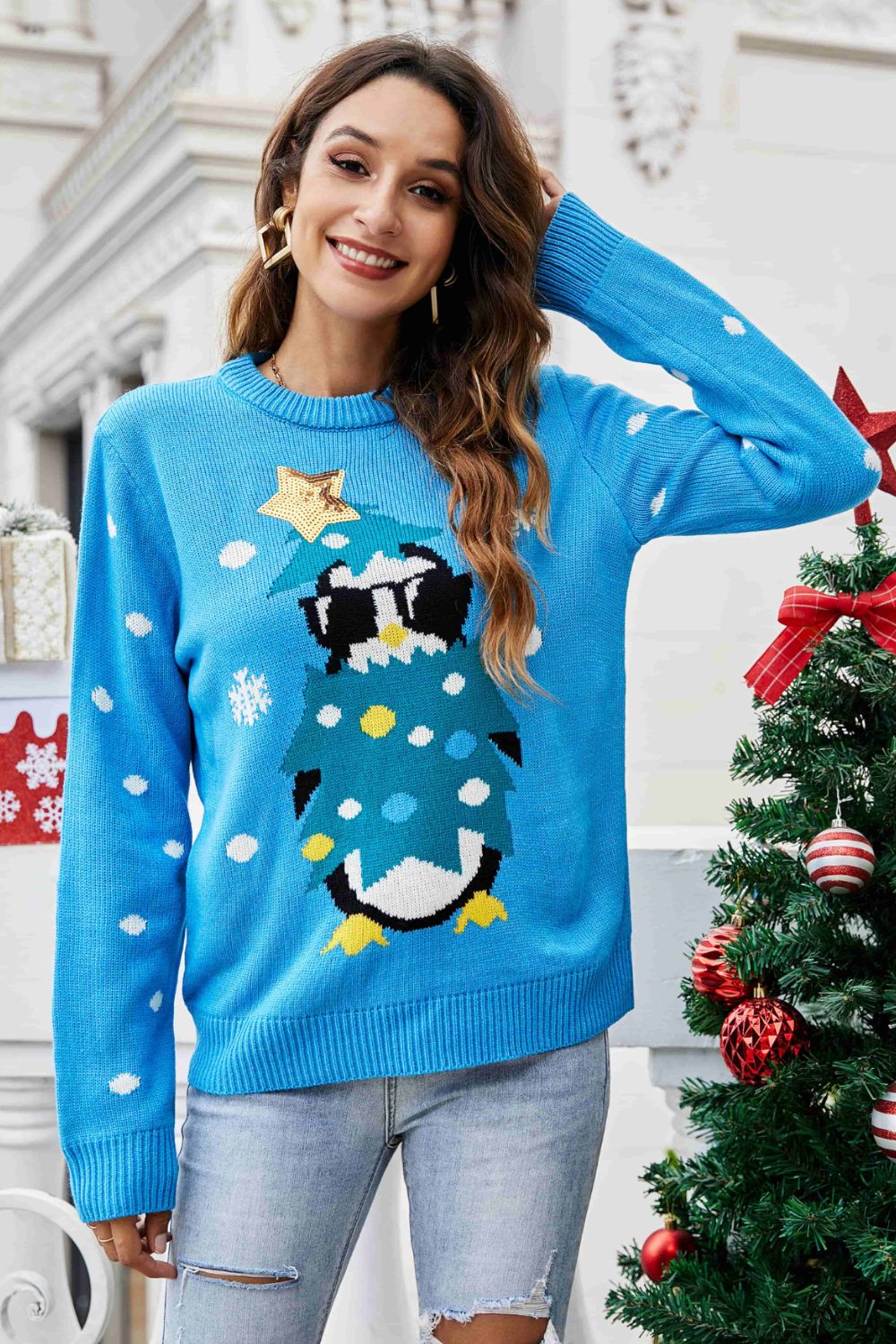 Festive Penguin Holiday Sweater