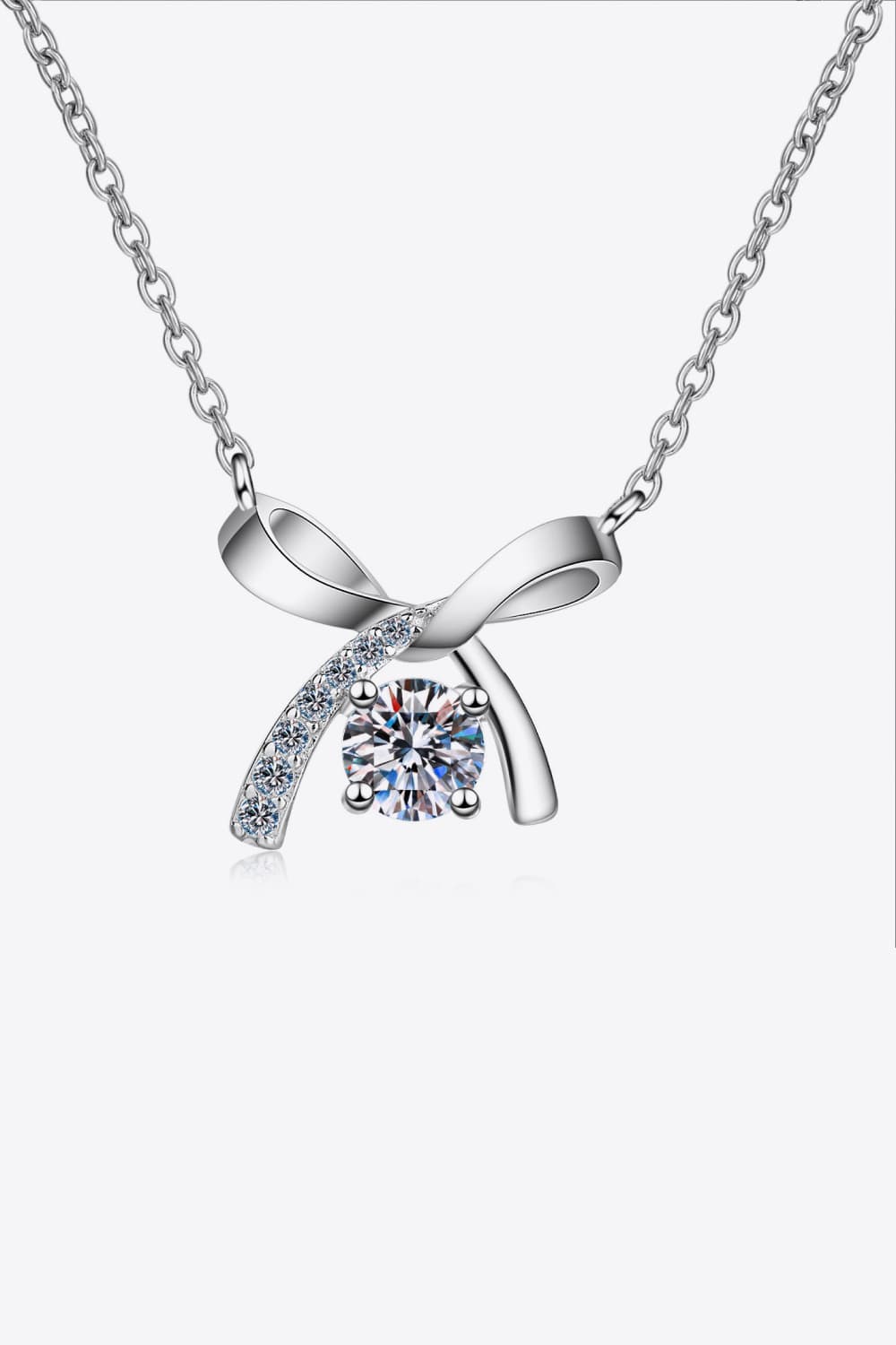 Sophisticated Silver Bow Pendant Necklace