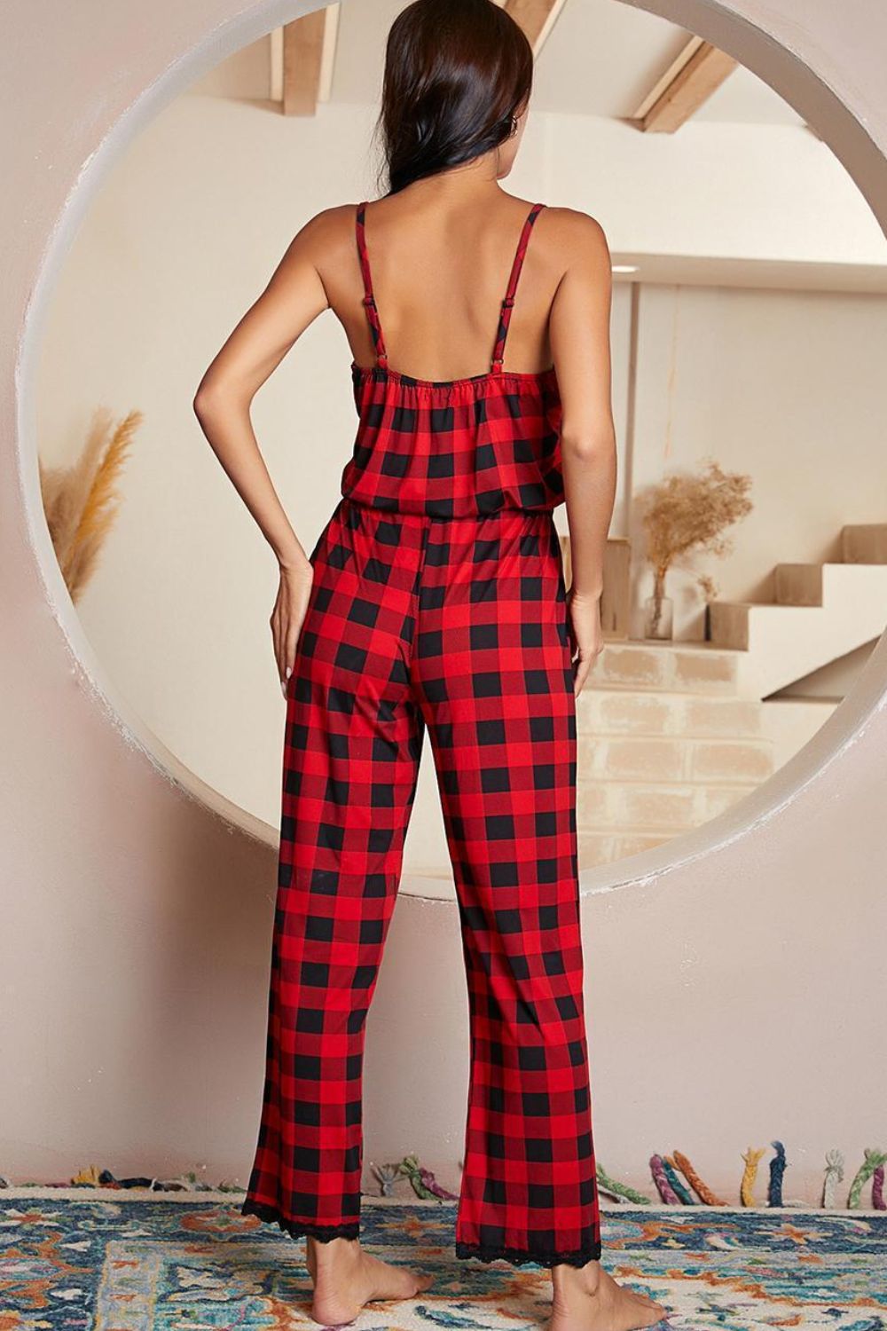 Buffalo Plaid Holiday Lounge Jumpsuit