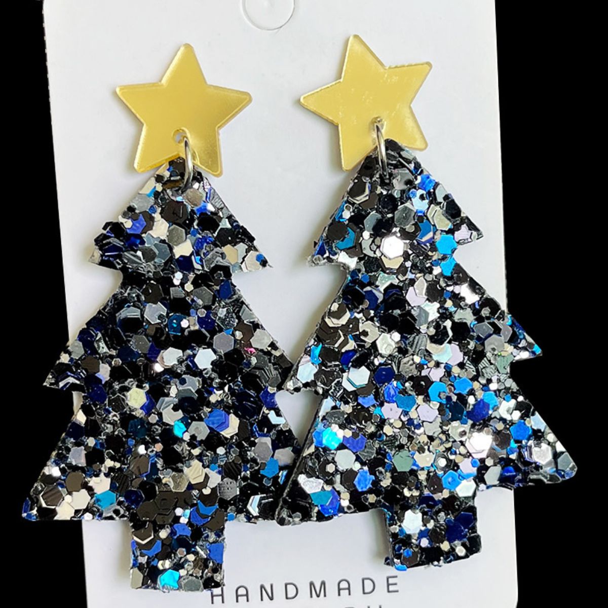 Starlit Sequin Christmas Tree Earrings