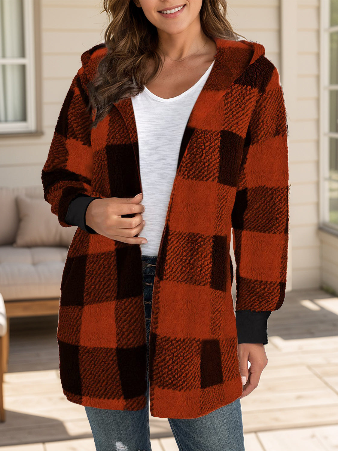 Crimson Check Comfort Cardigan