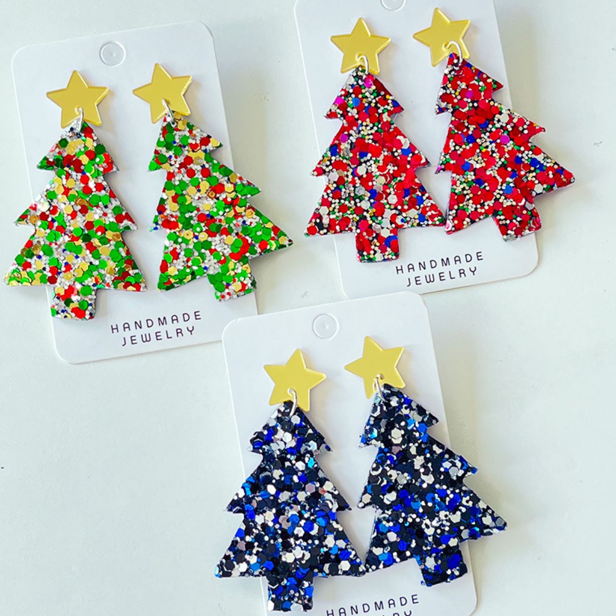 Starlit Sequin Christmas Tree Earrings