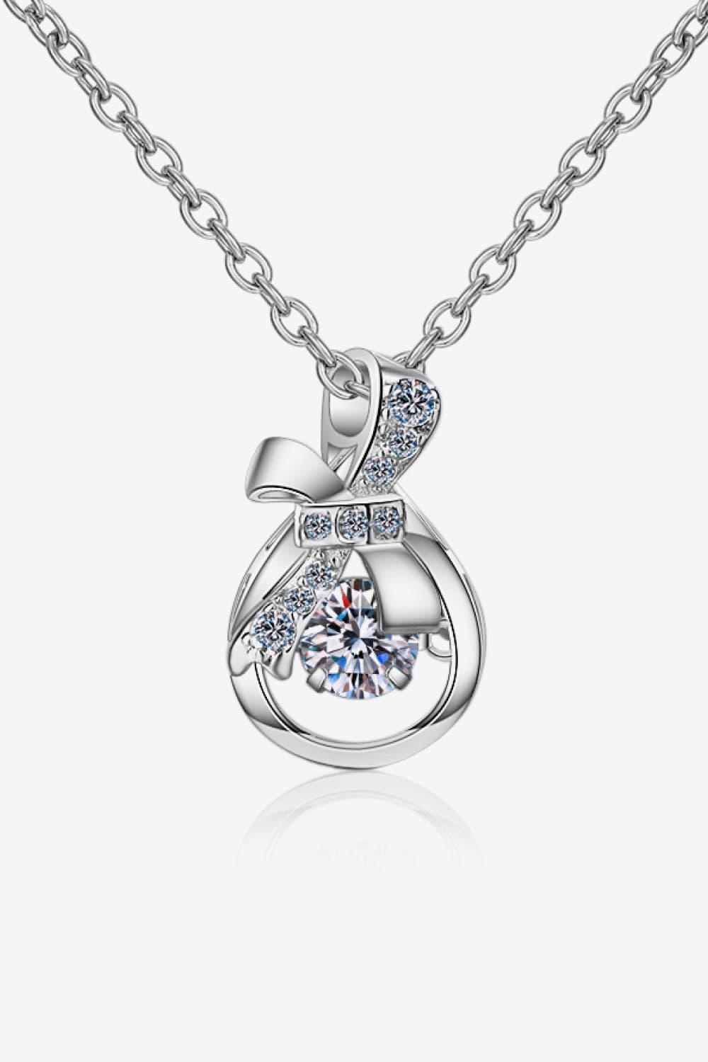 Elegant Ribbon & Crystal Pendant Necklace