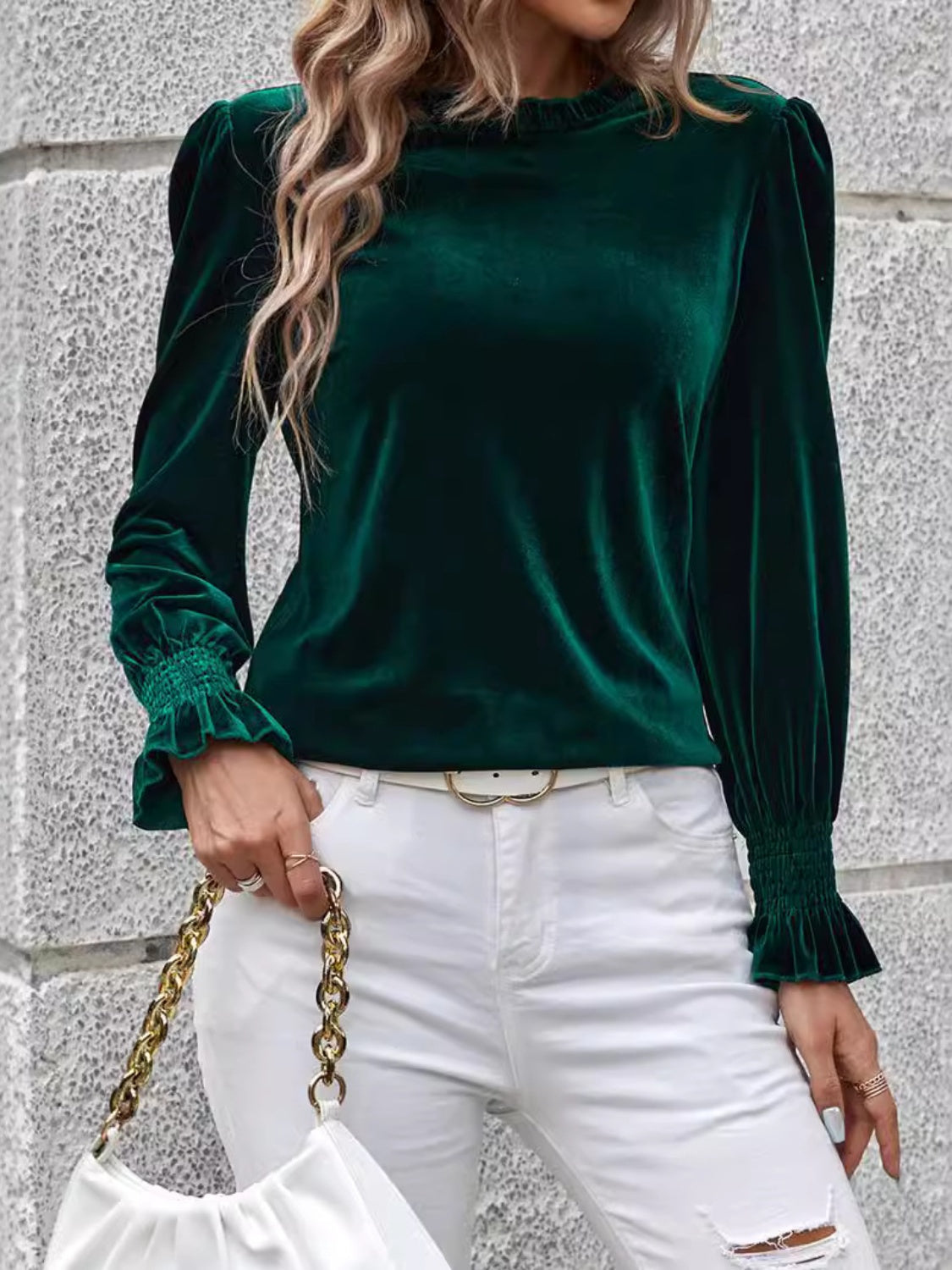 Emerald Velvet Blouse